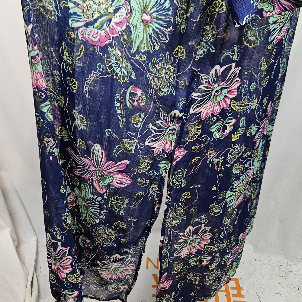 C Wonder By Christian Siriano Sheer Blue Floral Maxi Dress Sz 14 Coquette Fairy - Picture 6 of 8
